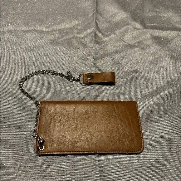 Roughneck Brown Leather Wallet with Chain